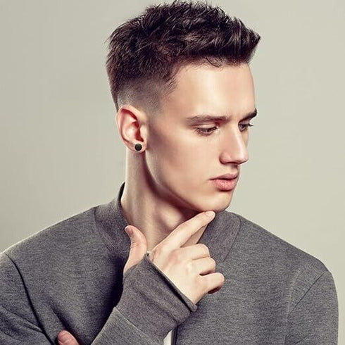 6Pairs 316L Surgical Steel Black Flat Round 3/4/5/6/7/8mm Men Women Stud Earring